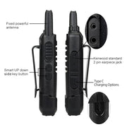 Retevis RT22 Compact & Lightweight FRS Walkie Talkies Long Range (4 Pack) | For Small Business, Camping, Hiking, Cruise, Safe Short Antenna, Comfortable to Carry, Loud & Clear Audio, USB-C