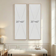 Large Framed Beige Cream Abstract Vertical Wall Art for Hallway, 2 Piece | Long narrow, Large size, Canvas prints, Neutral minimalist pictures, Vertical, Wood frame, Living room,Entryway wall decor