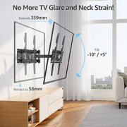 MOUNTUP TV Wall Bracket for Most 26-70 Inch LED, LCD, OLED Flat & Curved TV | Full Motion TV Mount with Swivels Tilts Extends, Double Arm Holds up to 45kg, Max VESA 400x400mm
