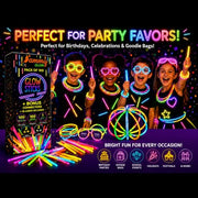 Glow Sticks 100 Pack with 100 Connectors( 205 Pcs Kit) Glow Glasses Kit-Ball and Triple Connectors-Glow in the Dark Party Supplies - Bracelets & Necklaces for Kids & Adults