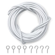DIKOTS® Net Curtain Wire and Hooks Set - 3 Meter Curtain wire kit with 4 Eyes & 4 Hooks - A multipurpose Kit suitable for net curtains for windows - Durable set for window net curtain