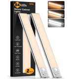 Gritin Under Cabinet Kitchen Lights Rechargeable 2 Pack-3 Color Temps | 5 Level Brightness, Super Bright,4 Modes,Motion Sensor,Long Lasting-Easy Installation Strong Magnetic Under Closet Light-26CM