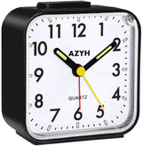 Azyh Analog Alarm Clock, Silent No Ticking Alarm Clock with Light, Snooze, Battery Operated, Loud Alarm, Luminous, Portable Clock, Quiet Small Travel Clock for Deep Sleeper
