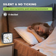 Azyh Analog Alarm Clock, Silent No Ticking Alarm Clock with Light, Snooze, Battery Operated, Loud Alarm, Luminous, Portable Clock, Quiet Small Travel Clock for Deep Sleeper