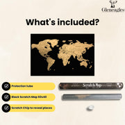 Gleneagles Scratch Off World Map Poster - Travel Tracker, Black & Gold | Reveal Countries as You Travel, A1 Adventure Wall Map, Bucket List Gift for Him or Her