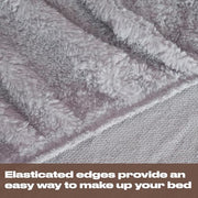 Brentfords Teddy Fleece Fitted Sheet, Gifts for Women Men Super Soft Warm Fitted Bed Sheets Double Thermal Luxury Winter Cuddly Bed Sheets Teddy Bear Bedding Easy to Use Fit, Grey Silver