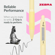 Zebra Pen Z-GRIP Smooth Ballpoint Pens Black Ink 5pk - Pastel Barrel 1mm Medium Point Retractable Ink Pens with Clip - Smooth Writing Pens with Low Viscosity Ink, Comfort Grip - 5 Pens Multipack
