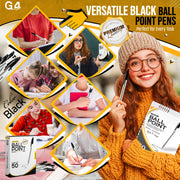 G4GADGET Pack of 50 Black Pens - Medium Tip Fluent Smooth Writing Black Biro Ballpoint Pens