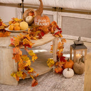 CQURE 2 Pack Artificial Autumn Fall Maple Leaf Garland, 5.9Ft/Piece Fall Leaves Hanging Vine Artificial Autumn Foliage Garland Thanksgiving Decor for Home Wedding Fireplace Party Christmas