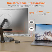 Amazon Basics Uni-Directional USB-C (Source) to HDMI (Display) Cable Adapter (Thunderbolt 3 Compatible) 4K@30Hz, 3 feet, Black