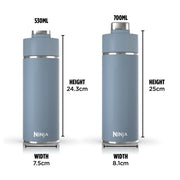 Ninja Thirsti Water Bottle and Flask 700 ML, Blue, with Leak-Proof Lid | Designed For Carbonated, Hot & Cold Drinks, Ideal For Travel & Sports, Triple Insulated, Stainless Steel Bottle, DW2401EUUKBL