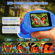 4K 1000X Handheld Digital Microscope for Kids with 2.0" IPS Screen(Blue) | 200-1000X Magnification, STEM Toys Birthday Gifts for Girls Boys Child, Science Kits for Kids Age 4-12
