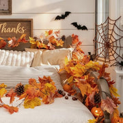 CQURE 2 Pack Artificial Autumn Fall Maple Leaf Garland, 5.9Ft/Piece Fall Leaves Hanging Vine Artificial Autumn Foliage Garland Thanksgiving Decor for Home Wedding Fireplace Party Christmas