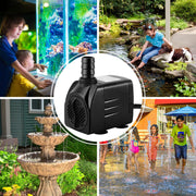 CWKJ 400GPH Submersible Fountain Water Pump for Pond Aquarium Hydroponics | 25W ,1500L/H , Ultra Quiet Water Pump with 6.56ft High Lift, 6.5ft Power Cord, 3 Nozzles for Pool, Water feature