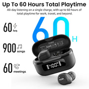 TOZO NC9 Hybrid Active Noise Cancelling Wireless Earbuds, 60H, LED Display | 6 Mic ENC Clear Calls, Deep Bass Sound, IPX8, in Ear Bluetooth 5.3 Headphones,32 EQs via APP, Comfort Fit Ear Buds, Black