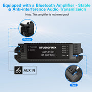 STUDIOFINIX 5.25" 160W Bluetooth Waterproof Marine Speakers - 2 Way Weather Resistant Boat Audio with LED Lights, and Low Profile Slim Style Suitable for Boat, RV, ATV, UTV, Golf Cart (1 Pair, Black)