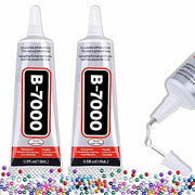 ALECPEA B-7000 Rhinestone Glue, Clear Craft Adhesive, 2 x 15 ml | Precision-tip clear glue for jewellery making, fabric, shoes, flatback gems, DIY crafts and phone screen repairs