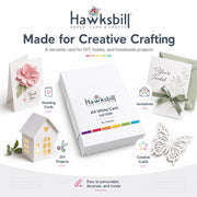 Hawksbill A4 White Card 160Gsm-50 Pack A4 White Cardstock for Printing Card | Acid-Free, Smooth, Crisp & Recyclable Card for Arts and Crafts