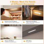 Gritin Under Cabinet Kitchen Lights Rechargeable 2 Pack-3 Color Temps | 5 Level Brightness, Super Bright,4 Modes,Motion Sensor,Long Lasting-Easy Installation Strong Magnetic Under Closet Light-26CM