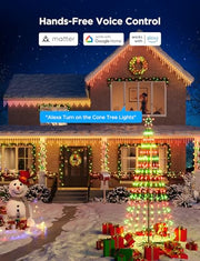 Govee Christmas Cone Tree Lights, 9ft 610 LEDs RGBIC Christmas Tree Light | Smart App Control, IP67 Waterproof Outdoor String Lights for Halloween Christmas Decorations, 100+ Scene Modes, Music Sync