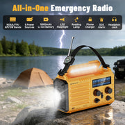 NOAA Weather Radio FM AM Shortwave, Emergency Radio 5000mAh Solar Crank | 5 Way Powered Portable Phone Charger with LED Flashlight, Reading Lamp, and SOS Alarm for Survival Kits