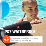 JBL FLIP 5, Waterproof Portable Bluetooth Speaker, Black, Small | Sounds better than ever, Bring the party anywhere, Make a splash with IPX7 waterproof design, A rainbow of colours