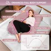 Chilling Home Pregnancy Pillow, U Shaped Maternity Full Body Pillow, Velvet | Pregnancy Pillows for Sleeping, Supportive and Comfortable Cuddle Long Pillow for Pregnant Women with Washable Cover,Purple