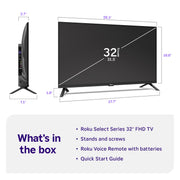Roku 32-Inch Select Series Smart TV 2026-1080p Full HD TV - RokuTV | Flat Screen LED Television with Voice Remote, Wi-Fi & Bluetooth Headphone Mode - Streaming Live Local News Sports & Movies