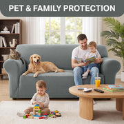 Hafaa High Stretch Sofa Cover 2 Seater Spandex Elastic Fit Loveseat Grey Sofa Slipcovers T Shape - Super Soft Non Slip Couch Covers Washable Furniture Protector for Pets/Kids/Dogs