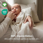 Bloomsbury Mill - Cellular Blankets Baby - 100% Organic Cotton - 2 Pack - Oat - Beige - Newborn Essentials - Soft Breathable Baby Blankets for Pram, Cot, Moses Basket - 75x95cm