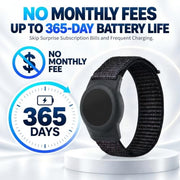 GPS Tracker for Kids with Real-Time Location Tracking & Family Sharing, Apple & Android Compatible, No Monthly Fees & No SIM Card, Wristband & Keychain Included, IP68 Waterproof, Black