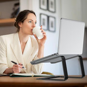 Tonmom Laptop Stand for Desk, Aluminum Laptop Riser Holder | Removable Metal Notebook Stand Ventilated Cooling Computer Riser Compatible with 10-15.6” Laptops