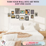 Eclectic Wall Art Prints Unframed, Mid Century Retro Decor for Home Bedroom | 12 Pcs gallery wall decor, funky abstract art, dorm and living room, 8x10, 5x7 and 4x6 sizes