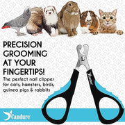 Candure Pet Nail Clippers Professional Trimmer - Small, Dark Blue | Cat Nail Clipper for Rabbits, Guinea Pigs, Birds, Puppies, Kittens Small Animals Cat Claw Trimmers Professional and Home Use