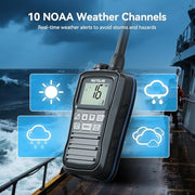 Retevis RM01 3W Marine Radio VHF IP67 Floating, Portable for Kayak (1 Pack) | Duck Hunting, NOAA Weather Alert, 88 International Channel, Vibration Drainage, Dual Color Screen, Tri-Watch, 5 AAA Batteries