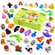 Cybermaker 40PCS Mini 3D Printed Animals, Articulated Fidget Toys for Kids | Sensory Toys, Party Favors, Classroom Prizes, Birthday Goodie Bag Stuffers