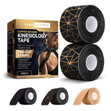 Care Science Copper Infused Kinesiology Tape, 40 Precut Strips, 2 Rolls | Elastic Sports & Weightlifting Tape Supports Muscles & Joints. Water Resistant.