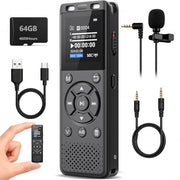 Tonfarb 64GB Digital Voice Recorder with Playback,Audio Recording Device | for Lectures Meeting/Classes/Interviews,Tape Recorder with Voice Activated,Password,Noise Reduction,A-B Repeat,MP3 Player Etc