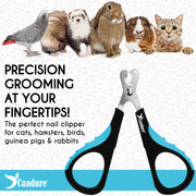 Candure Pet Nail Clippers Professional Trimmer - Small, Dark Blue | Cat Nail Clipper for Rabbits, Guinea Pigs, Birds, Puppies, Kittens Small Animals Cat Claw Trimmers Professional and Home Use