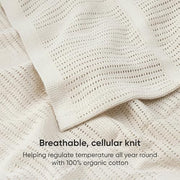 Bloomsbury Mill - Cellular Blankets Baby - 100% Organic Cotton - 2 Pack - Oat - Beige - Newborn Essentials - Soft Breathable Baby Blankets for Pram, Cot, Moses Basket - 75x95cm