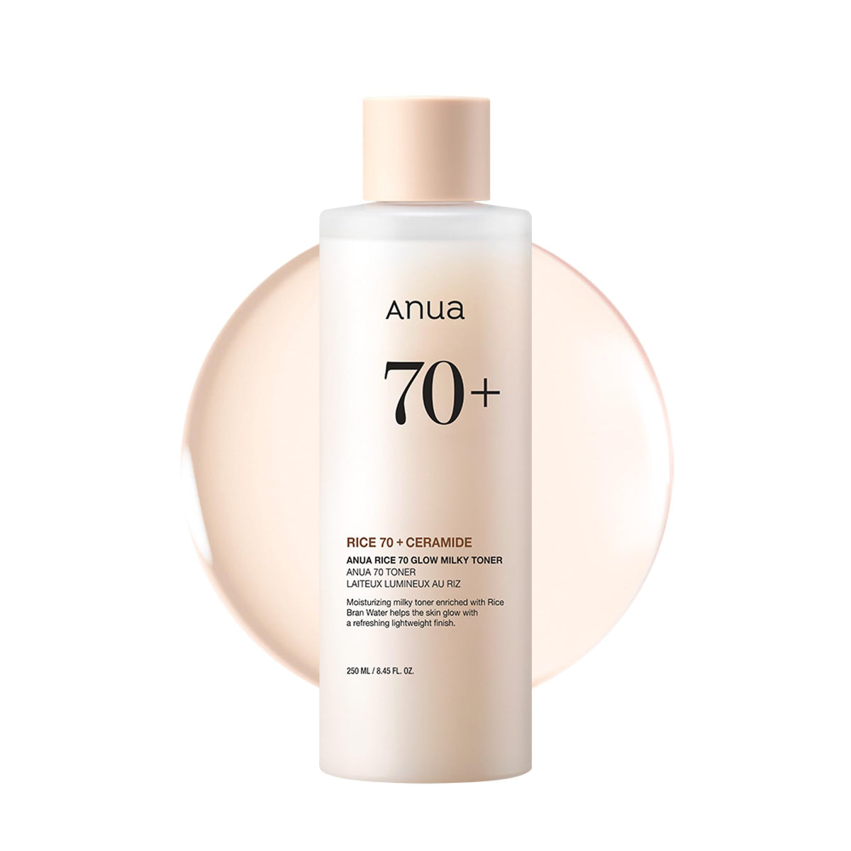 Anua Rice 70 Glow Milky Toner, Non Comedogenic, Korean Skincare, 8.45 fl.oz | Glass & Dewy Skin, Hydrating & Barrier Care, Rice Water, Niacinamide, Ceramides, All Skin Types, Fragrance-Free
