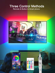KANTUTOE TV Lights, 4m RGB LED Strip Lights for 32-55 Inch TV, Music Sync Bluetooth APP and Remote Control, USB Powered for Gaming/Bedroom