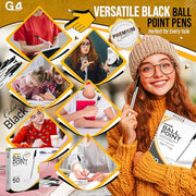 G4GADGET Pack of 50 Black Pens - Medium Tip Fluent Smooth Writing Black Biro Ballpoint Pens