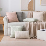 MIULEE Cushion Covers 45x45 cm Cream 2er Set Wheat Stripe Corduroy | Decorative, Boho, Scandinavian, Modern, Versatile, Soft, Sofa, Bedroom, Living Room, Bedroom, Home Office, Armchair