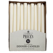 Price's Candles Ivory Tapered Dinner Candles Pack of 50 | Unscented, up to 7 hours burn, clean-burning ivory wax, ideal for weddings, dining, events and home décor