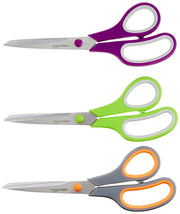 Amazon Basics All-Purpose Office Scissors, Stainless Steel, Soft Grip, Pack of 3, Multicolor