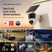 aosu T2 Pro 3K Dual Cam Outdoor Security Camera, Solar Powered, AI Tracking | 170° Wide & 360° PTZ, No Blind Spots, Local Storage ,Full Color Night Vision,AI Human Vehicle Tracking, 8X Zoom