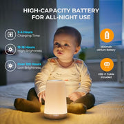 UPXNBOR Night Light, LED Touch Bedside Lamp for Bedroom, Living Room & Kids | Table Lamp with Remote Control, Dimmable Light, 13 RGB Colours and 5 Brightness Levels, Timer, Hook, USB Rechargeable,1 Pack