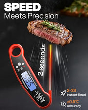 BESROY Meat Thermometer, Food Thermometer, Cooking Thermometer, Insta-Read | Folds away, LED display, Clear Readings, Insta-Read Accuracy, Waterproof, Built Tough for the Outdoors, Versatile Performance