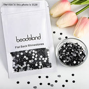 Beadsland Flat Back Crystal Rhinestones,Black,SS20/1440pcs,4.6-4.8mm | Black Glass Rhinestone,Glue Fix,Round Gems,for Nail Art,for Craft